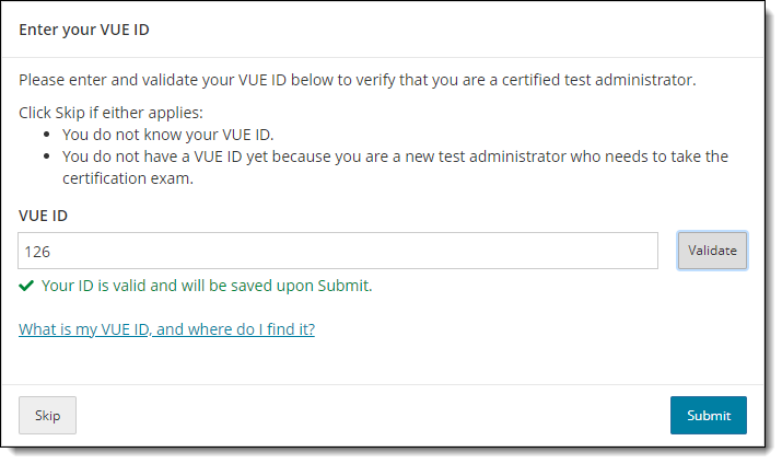 Valid ID was entered and will be saved upon submit.